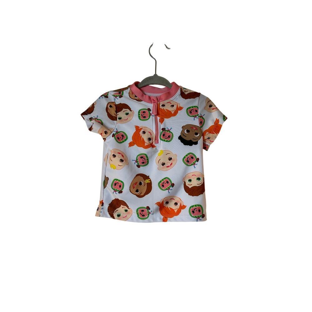 COCOMELON Girl’s Short Sleeve 1/4 Zip Swim Top / Size: 18 Months